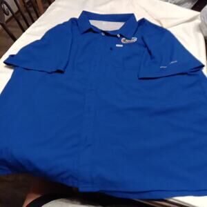 Columbia Fishing Shirt Size XXL Blue PFG Short Sleeve Graphic Back Gators Logo